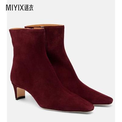 Staud 女款Wally 55 绒面革短靴 迷衣时尚