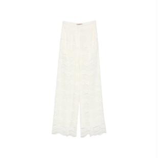 TWINSET 女士 SS26 长裤 Mother-of-Pearl 棉质裤子