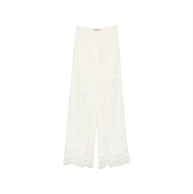 TWINSET 女士 SS26 长裤 Mother-of-Pearl 棉质裤子