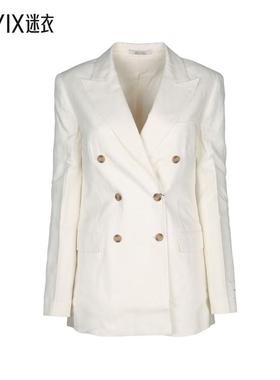 【春夏新品】Calvin KleinCK 女款麻混双排扣西装 迷衣时尚