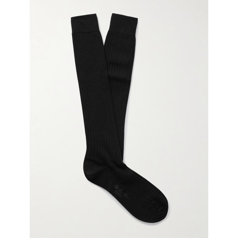 Loro Piana 男士 袜子 Sottile 罗纹羊毛羊绒真丝混纺袜子