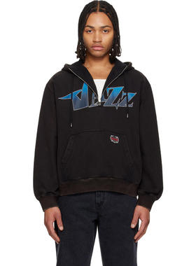 Solid Homme 男士 卫衣 黑色 Half Zip-Up Jazz Graphic 连帽衫