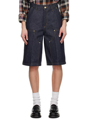 Carhartt WIP 卡哈特 女士 牛仔短裤 蓝色 Nixon Double Knee