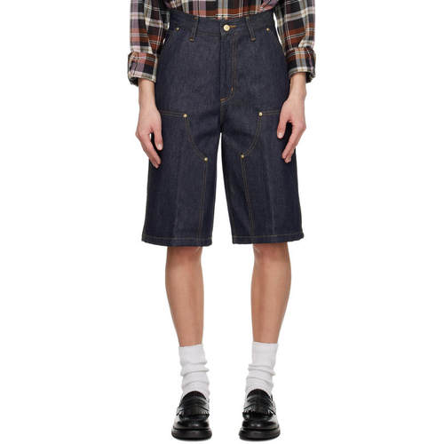 Carhartt WIP 卡哈特 女士 牛仔短裤 蓝色 Nixon Double Knee