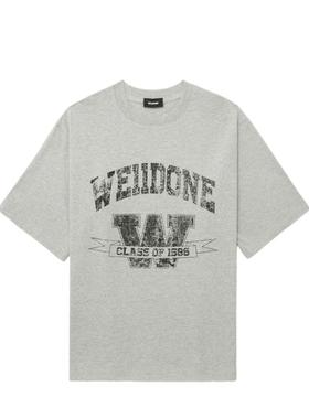 We11Done 男士 T恤 灰色 Printed University T 恤