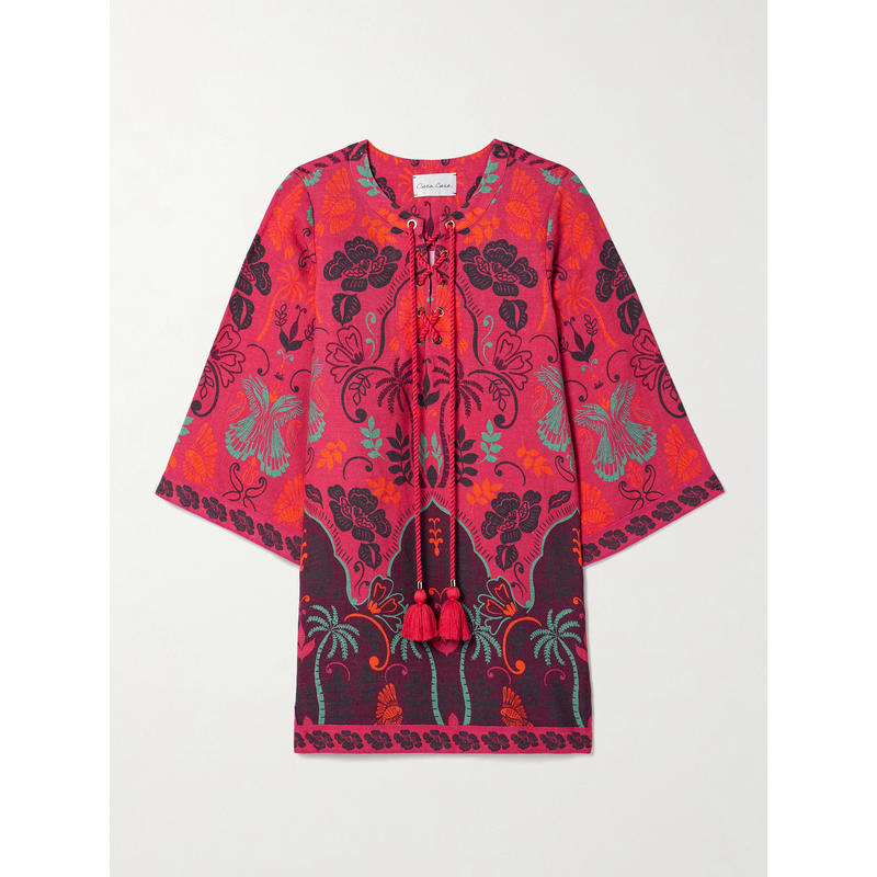 Cara Cara 女士 短款连衣裙 Jaipur 印花亚麻长衫