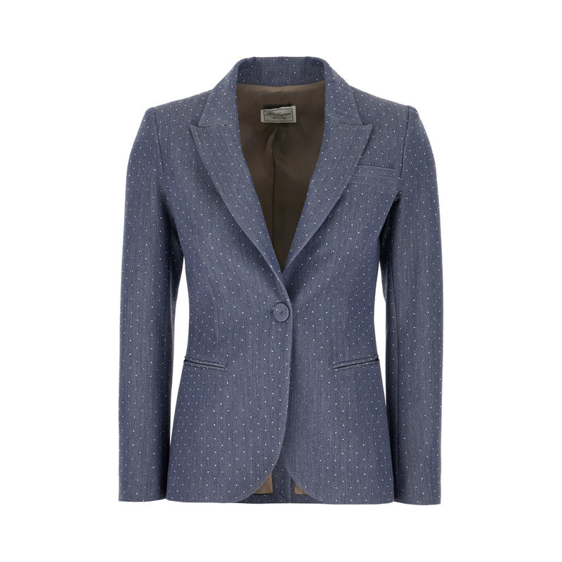 Post Scriptum Italy 女士 马甲 牛仔蓝色弹力聚酯混纺西装外套