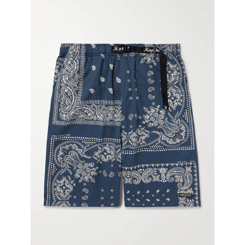 kapital 男士 FW25 短裤 直筒束带方巾式印花拼布棉质斜纹布短裤