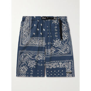 kapital 男士 FW25 短裤 直筒束带方巾式印花拼布棉质斜纹布短裤