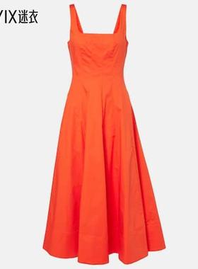 Staud 女款Wells 棉府绸中长连衣裙 迷衣时尚