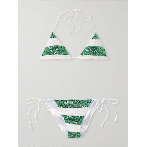 Oséree Swimwear 女士 SS25 比基尼 Lumière 糖果色条纹珠片