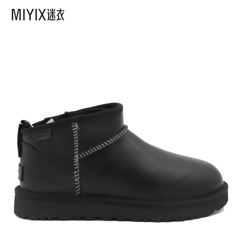 UGG Australia  女士 ULTRA 黑色皮质迷你靴子