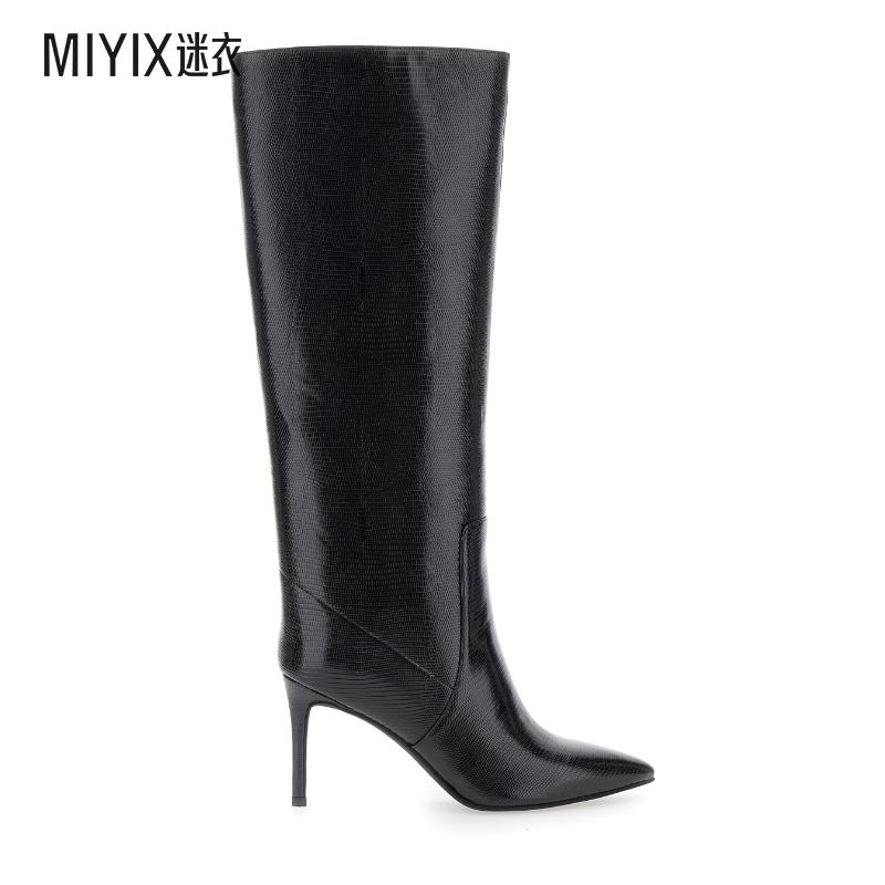 【秋冬新品】Jeffrey Campbell 黑色超细高跟皮质女士靴子 迷衣时