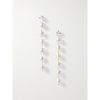 Completedworks 女士 耳环 vermeil, 再生金色立体锆石珍珠耳环