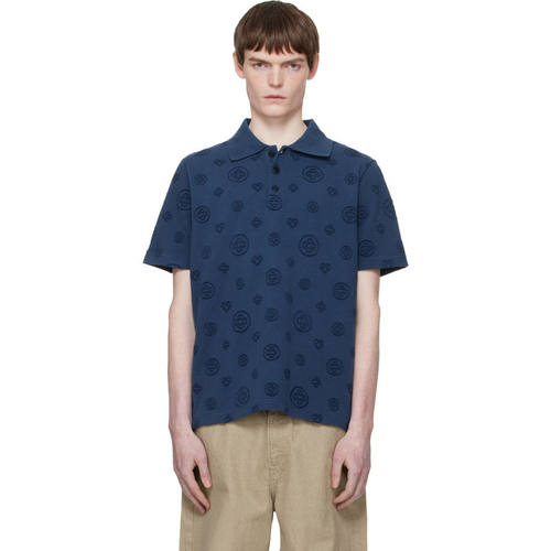 Casablanca 男士 POLO衫 海军蓝 Applique Monogram Polo 衫