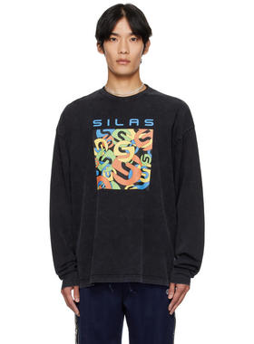 Silas 男士 T恤 黑色 Box Artwork 长袖 T 恤