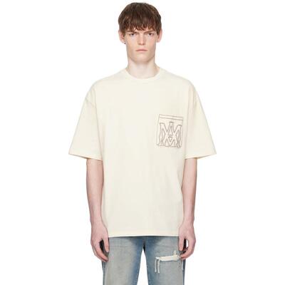 Amiri 埃米尔 男士 T恤 灰白色 MA Outline Oversized