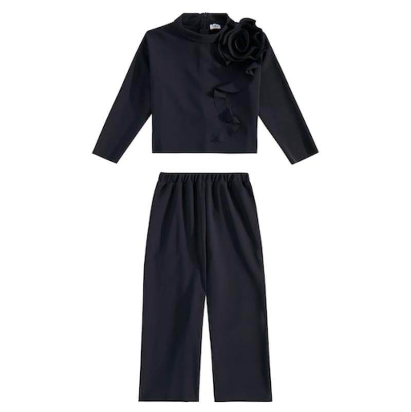 Il Gufo 中性（儿童） 上衣 pants 花朵装饰高端套装童装