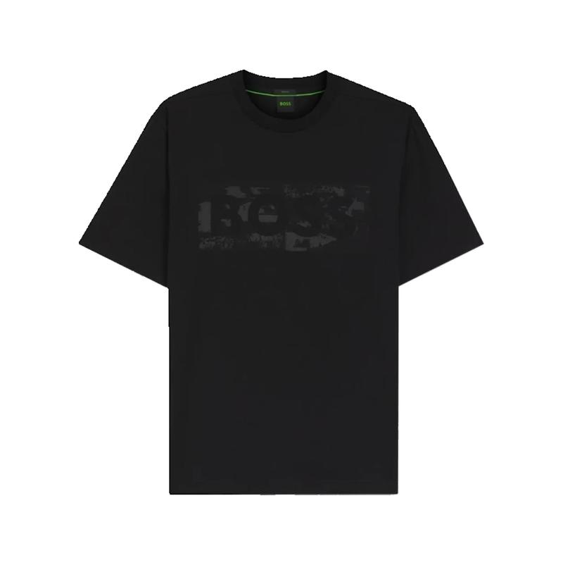 Boss 博斯 男士 T恤 Stretch-cotton T-shirt with logo artwork图片