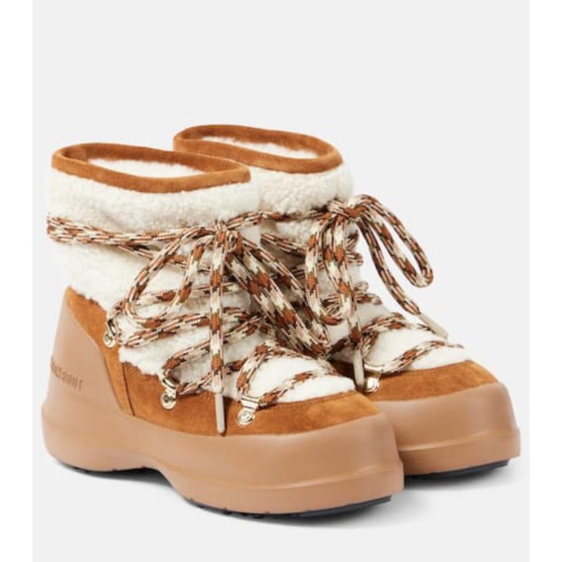 Moon Boot 女士 雪地靴 Luna 低帮毛羊皮绒面革雪地靴