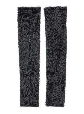 Parosh 女士 FW26 手套 applied 黑色全幅亮片粘胶纤维