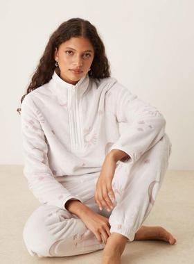 Chelsea Peers 女士 睡衣 抓绒休闲净色星星印花套装