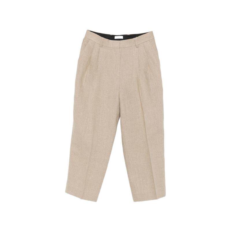 Totême 女士 FW26 长裤 浅褐色高腰亚麻短裤