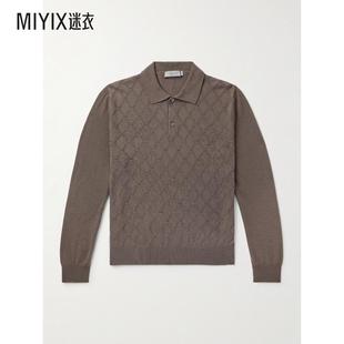 Canali康纳利 男款 提花针织羊毛Polo衫 迷衣时尚