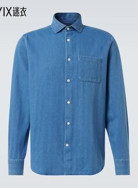 Frescobol Carioca 男款Emilio 人字纹牛仔布衬衫 迷衣时尚