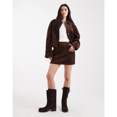 ASOS DESIGN 女士 服装 co-ord 设计灯芯绒棕色迷你半身裙