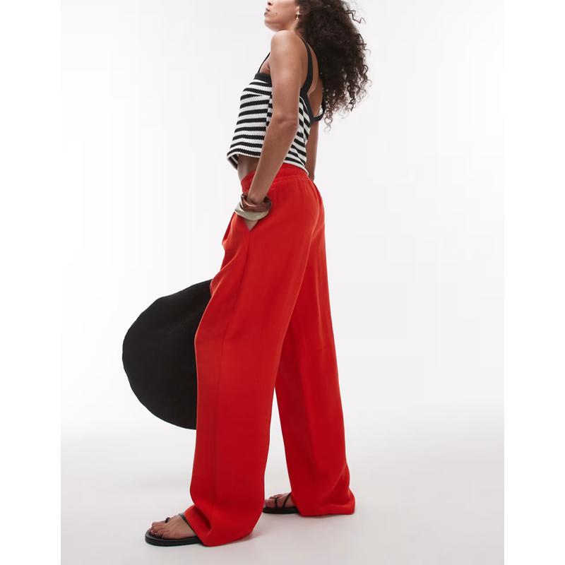Topshop 女士 长裤 松紧带腰带精细剪裁慢跑者红色裤子