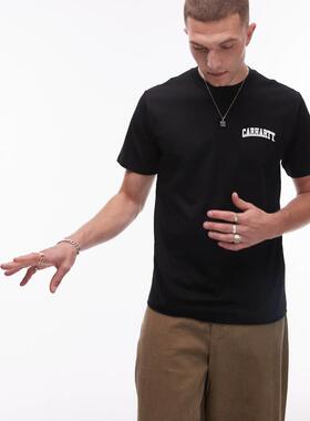 Carhartt WIP 男士 T恤 university script T恤(黑色)