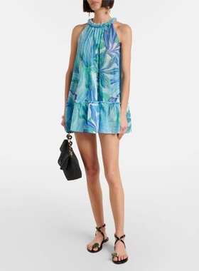 Poupette St Barth 女款Cleo 印花棉质薄纱迷你连衣裙 迷衣时尚