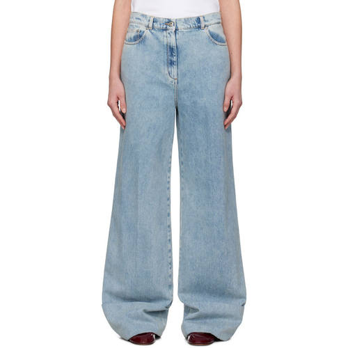 Lanvin 浪凡 女士 牛仔长裤 Lanvin 蓝色 Wide-Leg Cuffed 牛仔裤