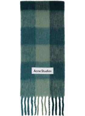 Acne Studios 女士 围巾 绿色 Mohair Checked 围巾