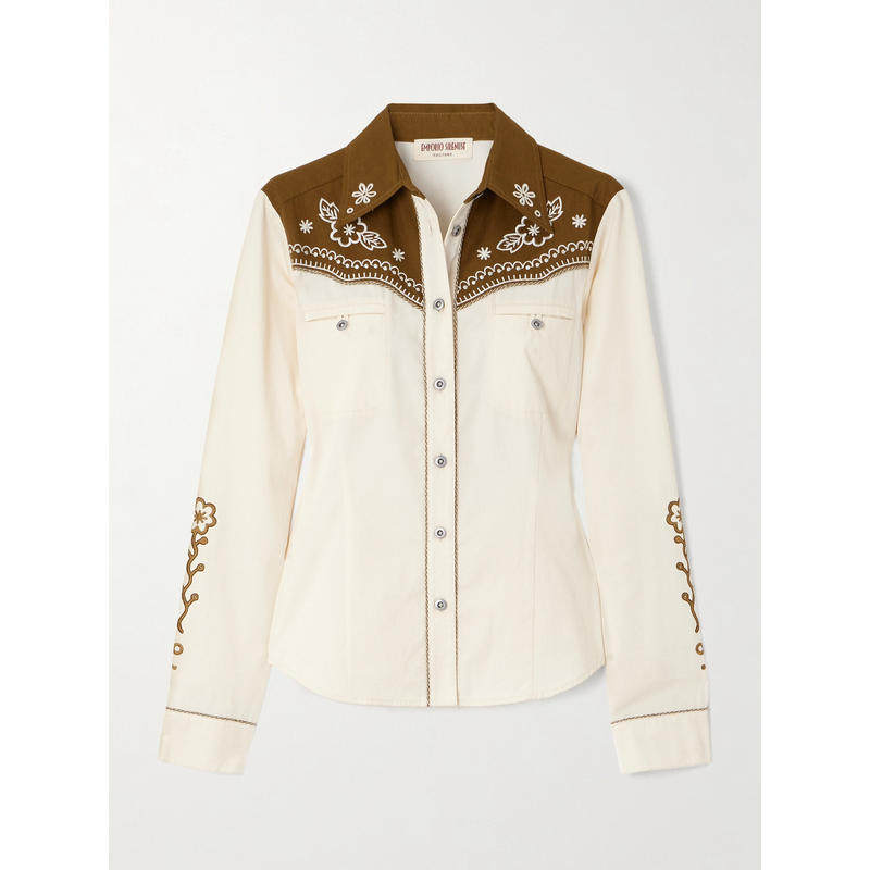 Emporio Sirenuse 女士 衬衫 Rodeo 刺绣棉斜纹布衬衫,女装/女士精品,真丝上装,淘宝优惠券,粉丝福利购,淘宝优惠卷