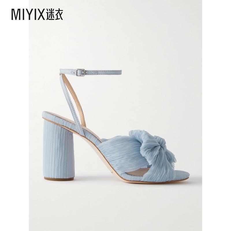 Loeffler Randall 女款Camellia plissé-organza 蝴蝶结饰凉鞋