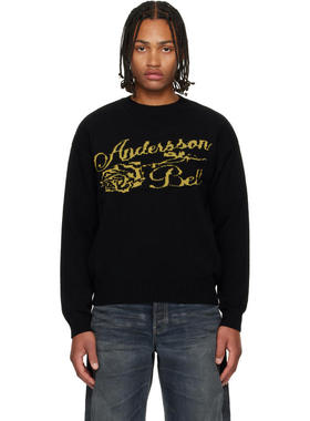 Andersson Bell 男士 毛衣 黑色 Cashmere Rose Crew-Neck 毛衣
