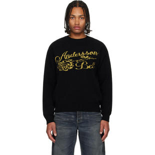 Andersson Bell 男士 毛衣 黑色 Cashmere Rose Crew-Neck