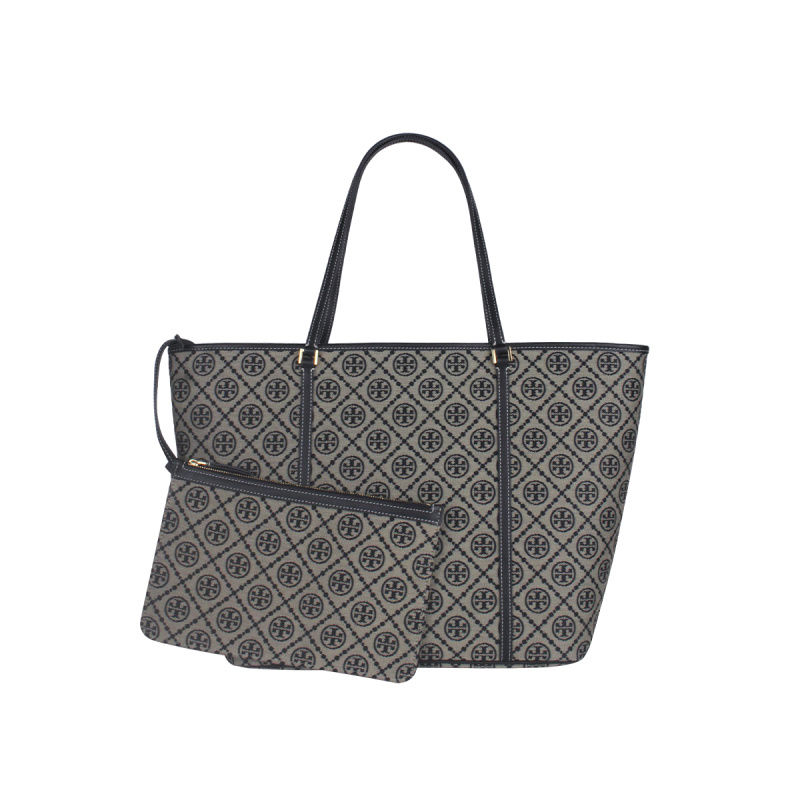 Tory Burch 女士 FW25 托特包 T MONOGRAM 拉链托特包