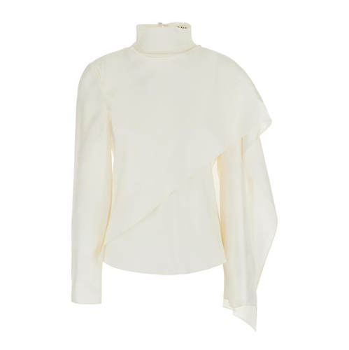 Róhe 女士 FW26 上衣 白色高衣领组合型围巾领真丝