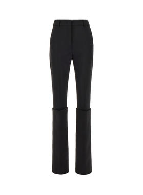 Sportmax 女士 FW23 长裤 黑色弹力聚酯混纺裤子