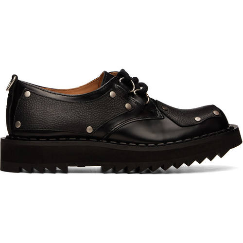 George Cox 女士 休闲皮鞋 黑色 Ripple Bump-Toe Panel 德比鞋