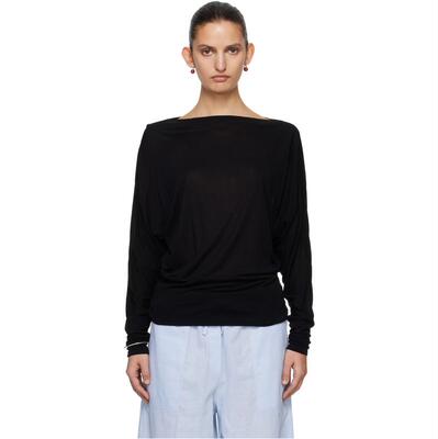 Totême 女士 T恤 黑色 Boatneck Jersey