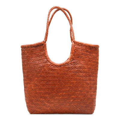 Dragon Diffusion 女士 FW26 托特包 DIAGONAL 深橙色皮革手提包
