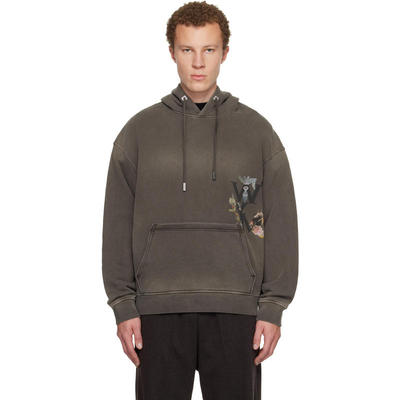 Wooyoungmi 男士 卫衣 棕色 Minhwa Logo Dyed 连帽衫