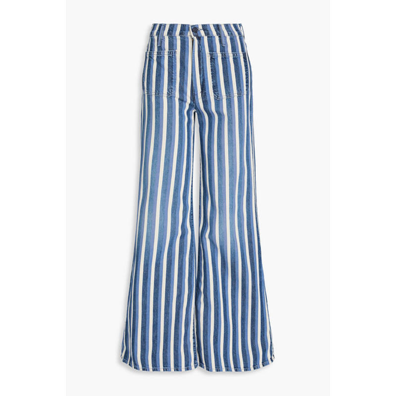 Mother Denim 女士 牛仔长裤 条纹中腰阔腿牛仔裤