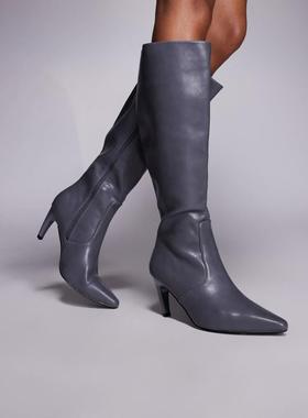 SIMMI London 女士 靴子 Simmi Lapis 宽版高跟及膝靴子(灰色)