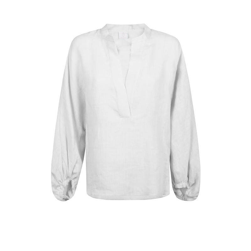 Eleventy 女士 SS24 衬衫 OPENING 亚麻V领衬衫