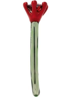 D'Heygere 女士 耳环 单只绿色  红色 Solitaire Rose Loop 耳钉